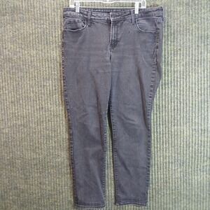 Old Navy Power Slim Straight Jeans Women 14 Black  Mid Rise‎ Denim Pants